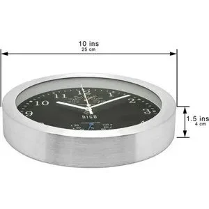 HITO 10” Silent Wall Clock Battery Operated Non Ticking Sweep Movement Glass